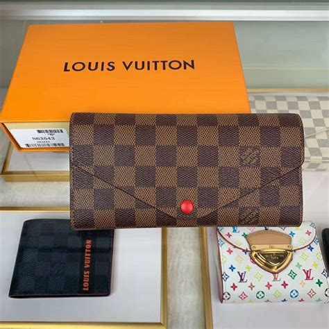lv wallet brown checks